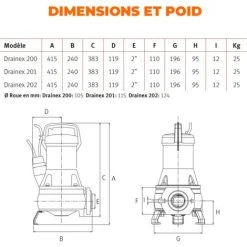 ESPA Pompe Submersible De Drainage Pour Eaux Usées DRAINEX 201 - 24.000L/h - 13,2m Max. -Feider Soldes 2022 36591793 3