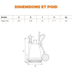 ESPA Pompe Portable Submersible Pour Les Eaux Usées VIGILA 100 M A - 5.700L/h - 5m Max. - 230V -Feider Soldes 2022 36591795 3